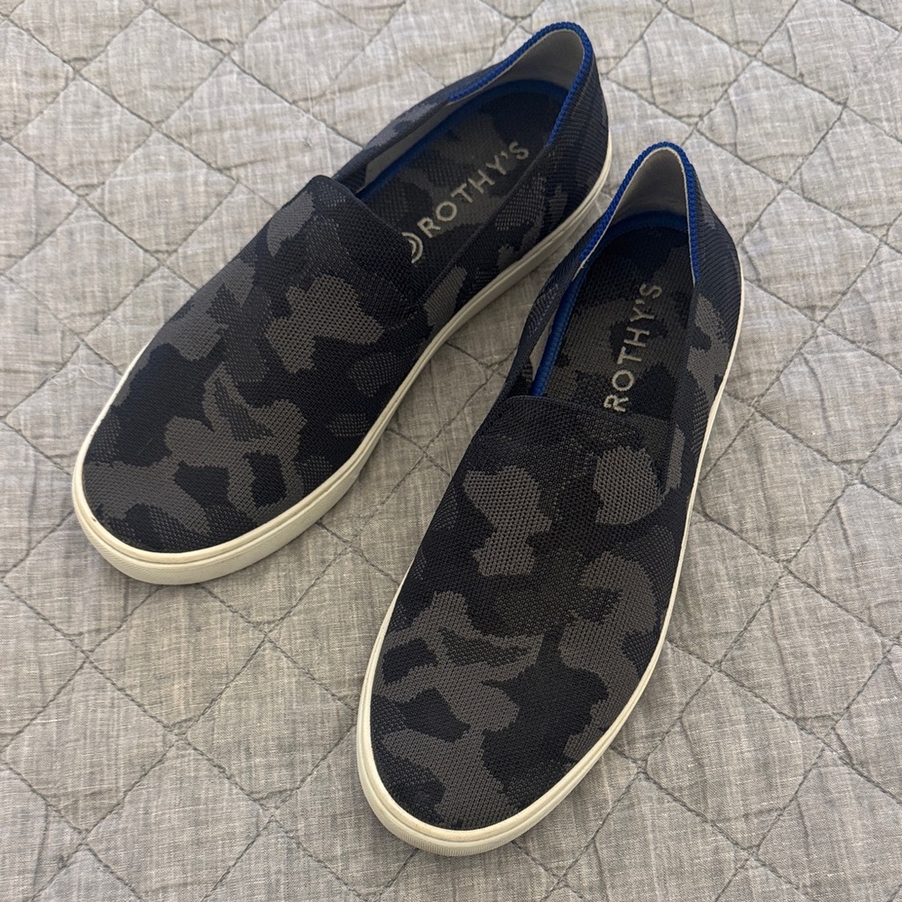 Rothy's Gray Camo Slip-On Loafers